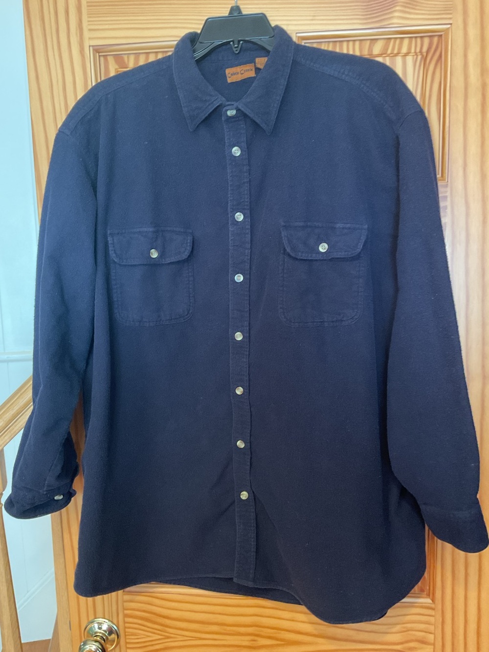 VINTAGE COBRA CREEK CHAMOIS FLANNEL SHIRT MENS SZ 3XLT NAVY BLUE HEAVY COTTON